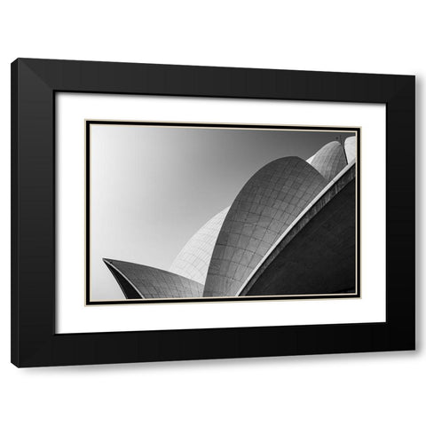 Lotus Temple .. The Grey Scale Black Modern Wood Framed Art Print with Double Matting by Chawla, Shobhit