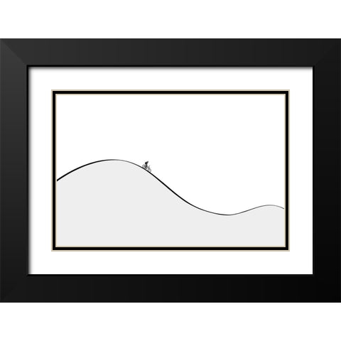 Curves Black Modern Wood Framed Art Print with Double Matting by Natalia