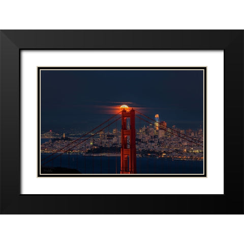 Full Moon August 11 Black Modern Wood Framed Art Print with Double Matting by An, Anna