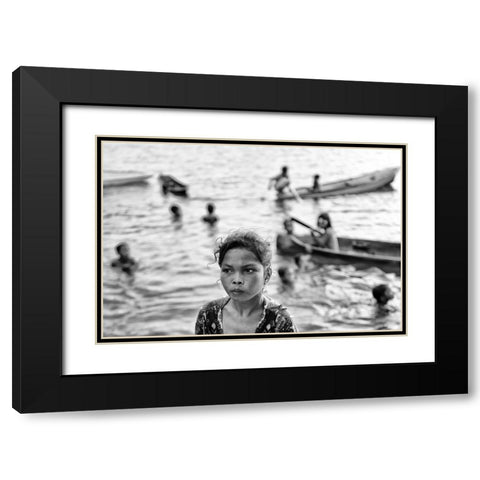 Life On The Water Black Modern Wood Framed Art Print with Double Matting by Long, Kieron