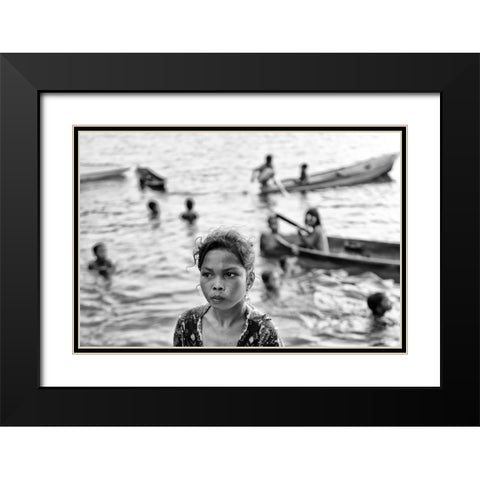 Life On The Water Black Modern Wood Framed Art Print with Double Matting by Long, Kieron