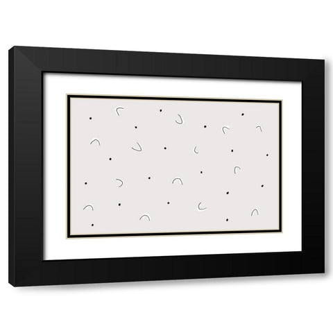 Dots and Shapes Black Modern Wood Framed Art Print with Double Matting by uplusmestudio