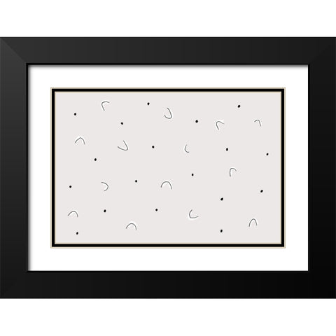 Dots and Shapes Black Modern Wood Framed Art Print with Double Matting by uplusmestudio