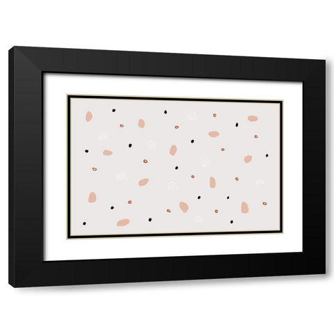 Happy Abstract Black Modern Wood Framed Art Print with Double Matting by uplusmestudio