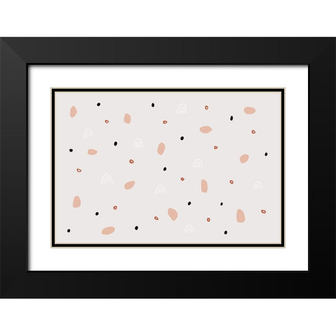 Happy Abstract Black Modern Wood Framed Art Print with Double Matting by uplusmestudio