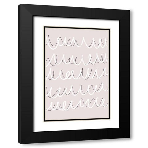 Irregular Scribbles Black Modern Wood Framed Art Print with Double Matting by uplusmestudio