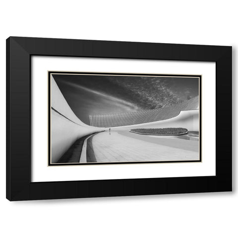 City Life Black Modern Wood Framed Art Print with Double Matting by Xibiaohuang