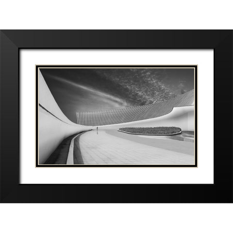 City Life Black Modern Wood Framed Art Print with Double Matting by Xibiaohuang