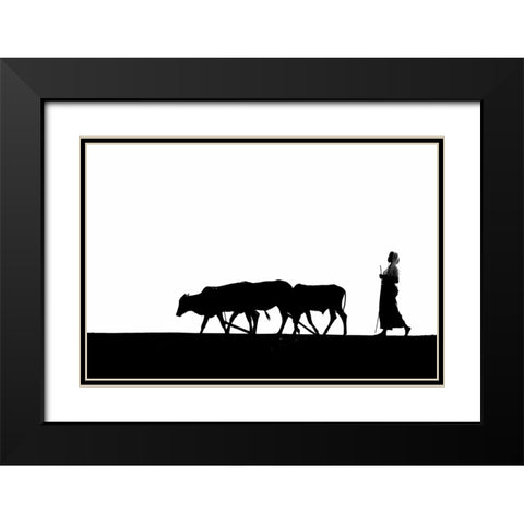 Silhouette Black Modern Wood Framed Art Print with Double Matting by Mahapatra, Santanu