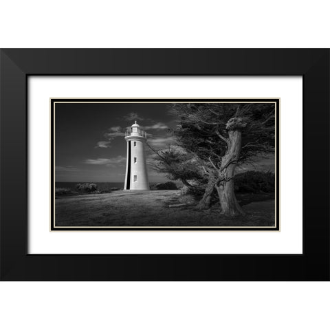 Mersey Bluff Lighthouse Black Modern Wood Framed Art Print with Double Matting by Papamanolis, Emanuel