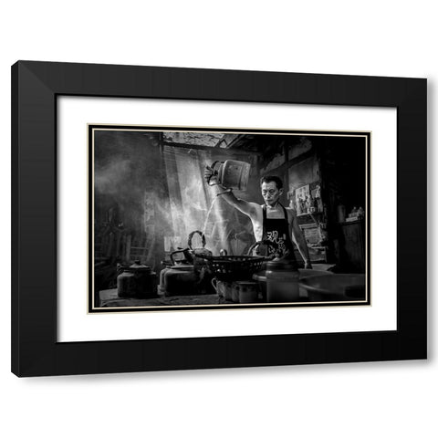 The Teahouse Black Modern Wood Framed Art Print with Double Matting by Yu Wu, Irene