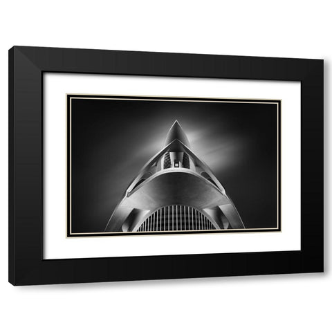 Palau De Les Arts Black Modern Wood Framed Art Print with Double Matting by Figueras, Antoni