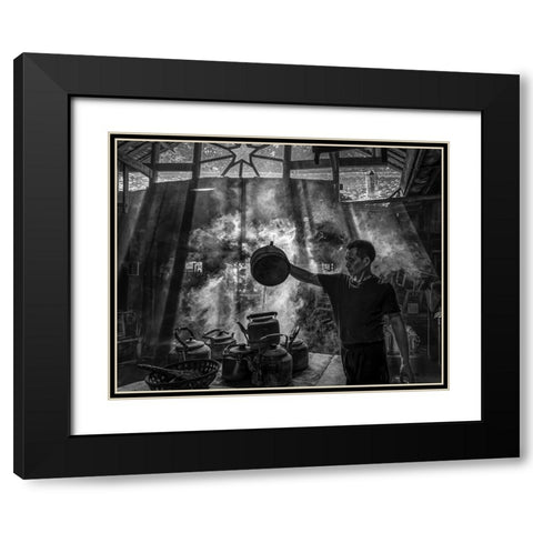 The Old Teahouse Black Modern Wood Framed Art Print with Double Matting by Yu Wu, Irene