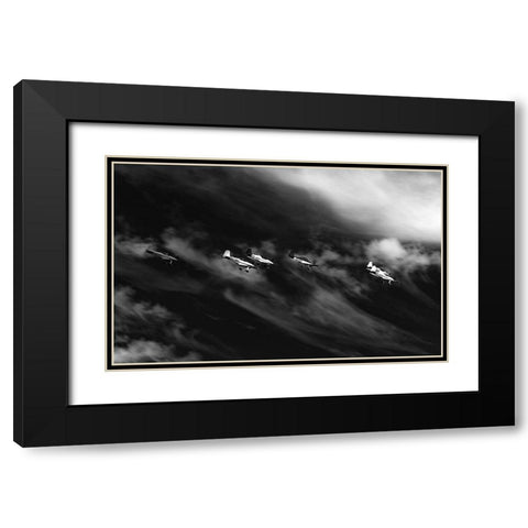 Flight On The Way Black Modern Wood Framed Art Print with Double Matting by Wicklow, Jorgen