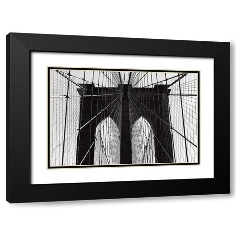 Brooklyn Bridge Black Modern Wood Framed Art Print with Double Matting by Martin, Rikard