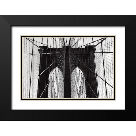 Brooklyn Bridge Black Modern Wood Framed Art Print with Double Matting by Martin, Rikard
