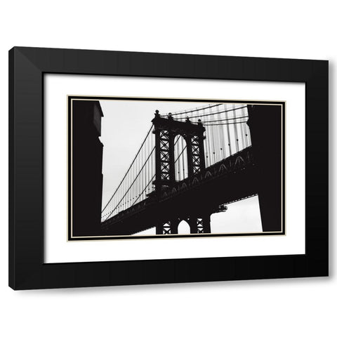 Manhattan Bridge Black Modern Wood Framed Art Print with Double Matting by Martin, Rikard