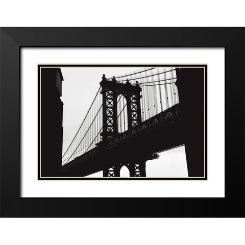 Manhattan Bridge Black Modern Wood Framed Art Print with Double Matting by Martin, Rikard