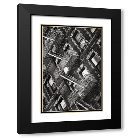 New York City Fire Escapes 04 Black Modern Wood Framed Art Print with Double Matting by Martin, Rikard