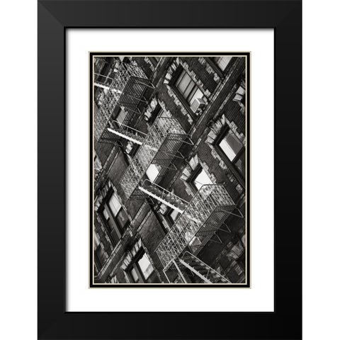 New York City Fire Escapes 04 Black Modern Wood Framed Art Print with Double Matting by Martin, Rikard