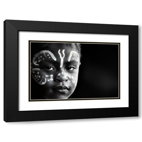 Girl Black Modern Wood Framed Art Print with Double Matting by Strelok