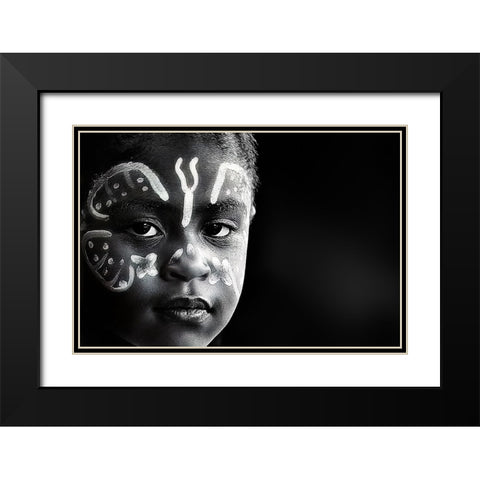 Girl Black Modern Wood Framed Art Print with Double Matting by Strelok