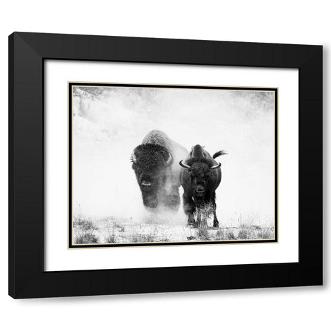Couple Black Modern Wood Framed Art Print with Double Matting by Yu, Wenjin