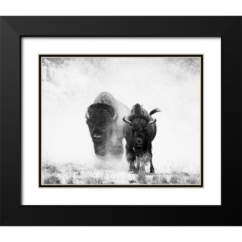 Couple Black Modern Wood Framed Art Print with Double Matting by Yu, Wenjin