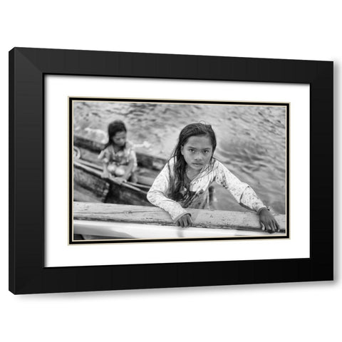 Climbing Abroad Black Modern Wood Framed Art Print with Double Matting by Long, Kieron