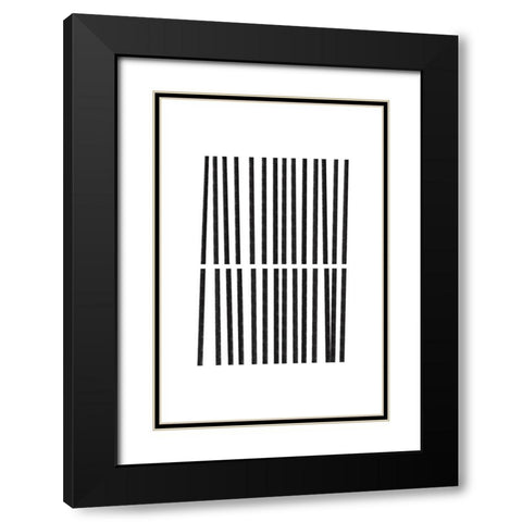 Calming Lines No 2 Black Modern Wood Framed Art Print with Double Matting by uplusmestudio