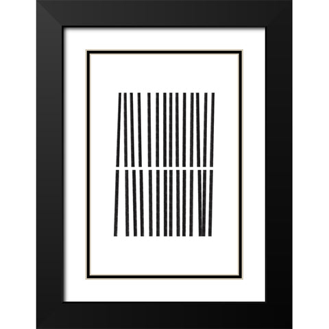 Calming Lines No 2 Black Modern Wood Framed Art Print with Double Matting by uplusmestudio