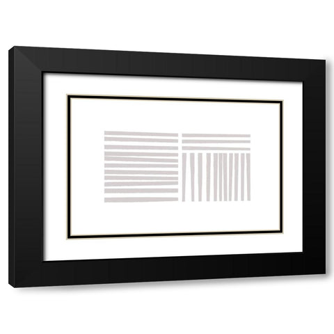 Calming Lines No 4 Black Modern Wood Framed Art Print with Double Matting by uplusmestudio