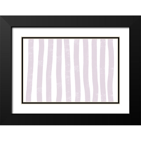 Lilac Lines Black Modern Wood Framed Art Print with Double Matting by uplusmestudio