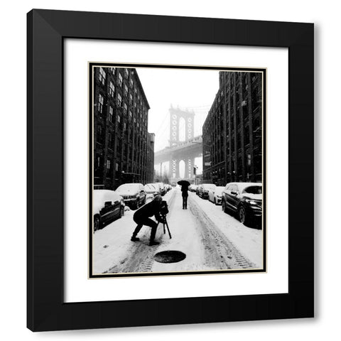 Winter in NYC Black Modern Wood Framed Art Print with Double Matting by Lesica, Ivan