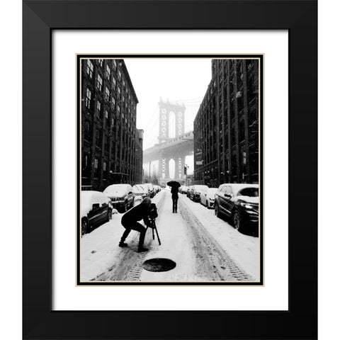 Winter in NYC Black Modern Wood Framed Art Print with Double Matting by Lesica, Ivan