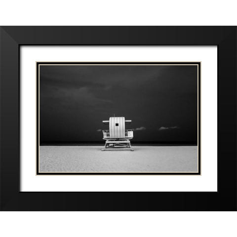 A different Miami Beach at Night Black Modern Wood Framed Art Print with Double Matting by Peralta, Adrian