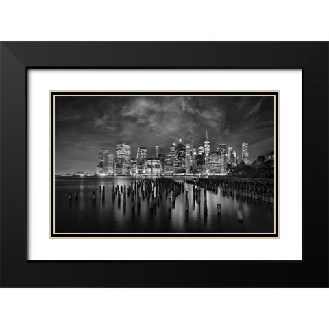 NYC Black Modern Wood Framed Art Print with Double Matting by W, Joanna