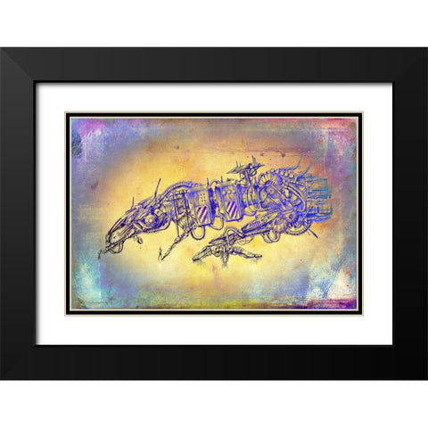 Velocide spaceship Black Modern Wood Framed Art Print with Double Matting by Kulik, Rafal