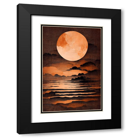 Full Moon Black Modern Wood Framed Art Print with Double Matting by Treechild