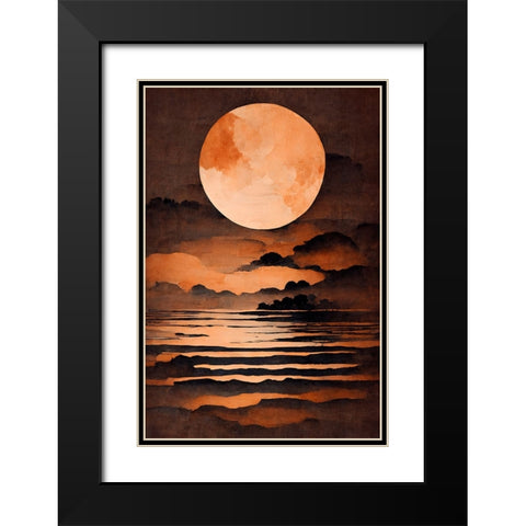 Full Moon Black Modern Wood Framed Art Print with Double Matting by Treechild