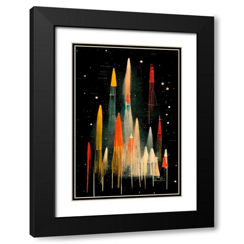 Rockets Black Modern Wood Framed Art Print with Double Matting by Treechild