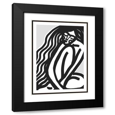 The Silence (Black) Black Modern Wood Framed Art Print with Double Matting by Treechild