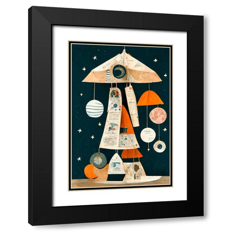 Ufo Mobile Black Modern Wood Framed Art Print with Double Matting by Treechild