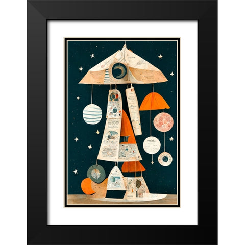 Ufo Mobile Black Modern Wood Framed Art Print with Double Matting by Treechild