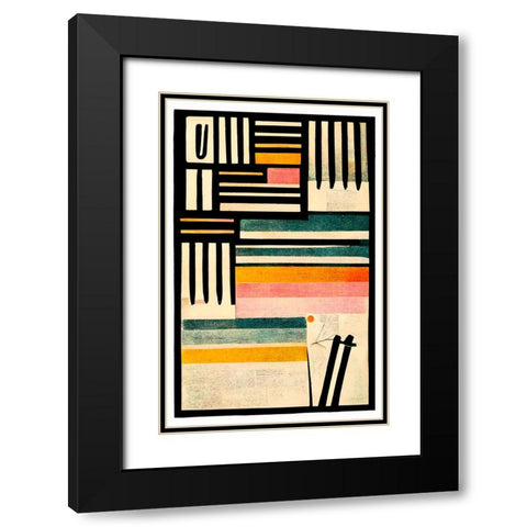 Crossed Lines Black Modern Wood Framed Art Print with Double Matting by Treechild