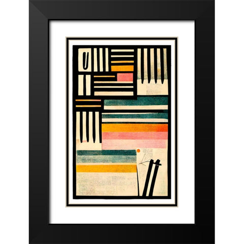 Crossed Lines Black Modern Wood Framed Art Print with Double Matting by Treechild