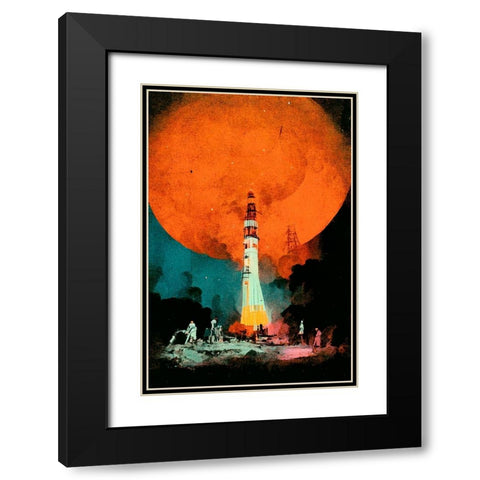 After Landing Black Modern Wood Framed Art Print with Double Matting by Treechild