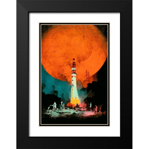 After Landing Black Modern Wood Framed Art Print with Double Matting by Treechild