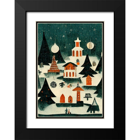 Before Christmas Black Modern Wood Framed Art Print with Double Matting by Treechild