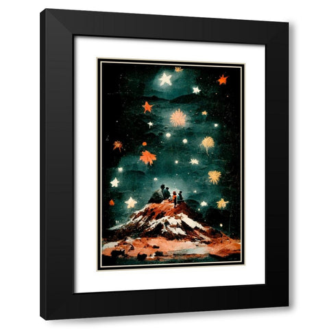 Night Of The Stars Black Modern Wood Framed Art Print with Double Matting by Treechild